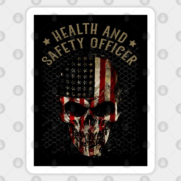 Health And Safety Officer - Watercolor Skull in American Flag Design Magnet by best-vibes-only